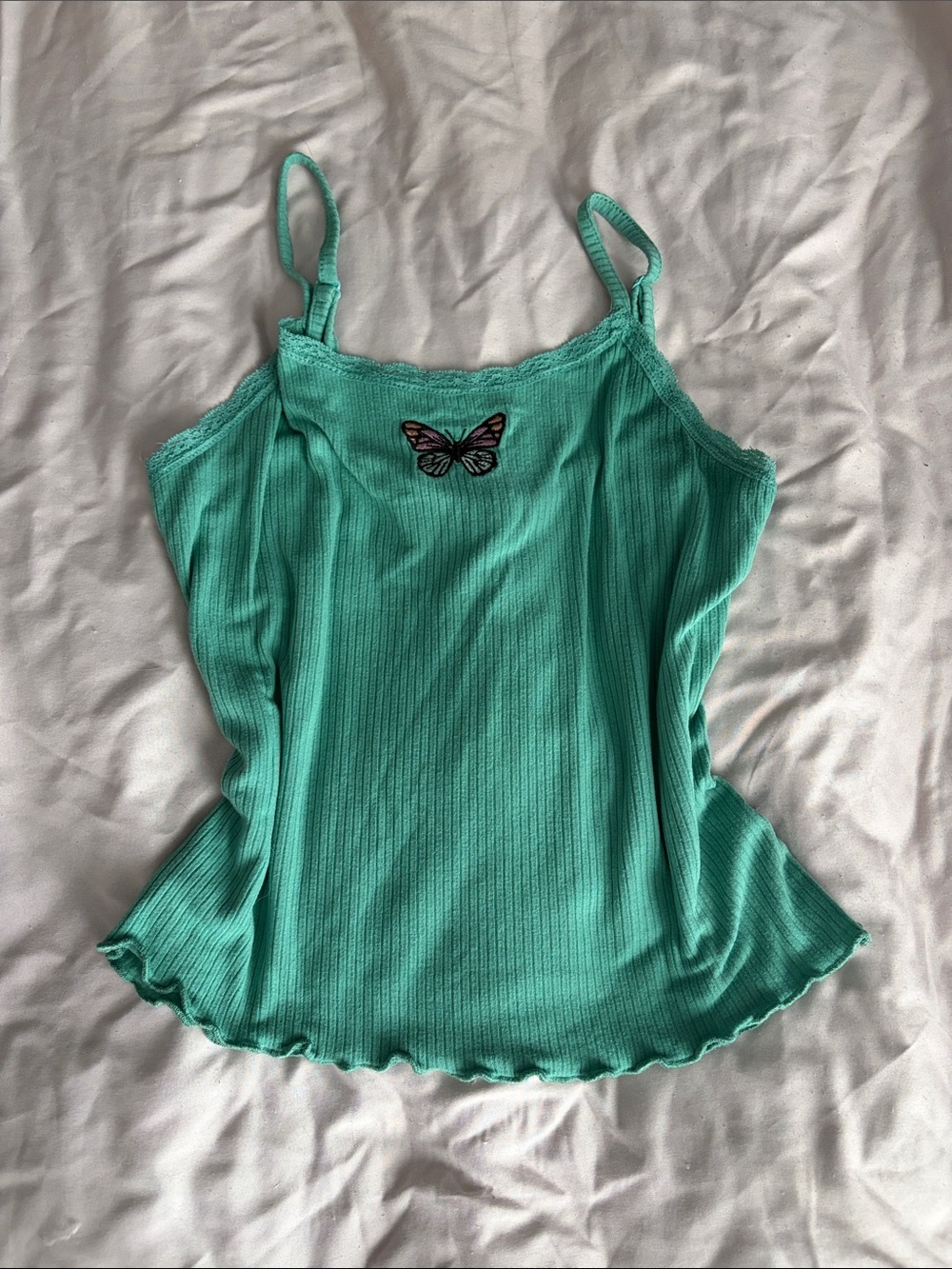 art class Mint Green Ribbed Butterfly Cami